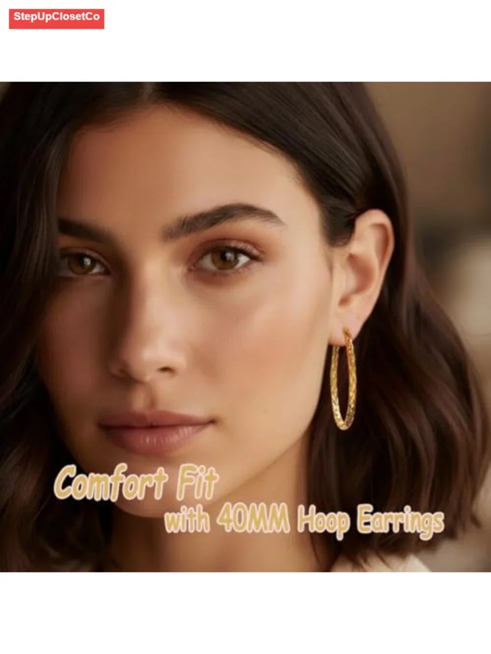 Chunky Twisted Hoop Earrings for Women, 14K Gold Plated Brass, Hypoallergenic,
